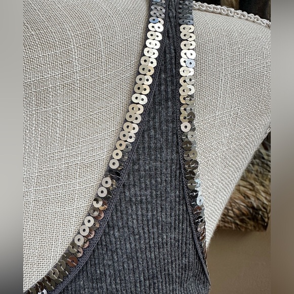 INC sz P/L cropped sweater sequins w matching grey sweater tank top lightweight - Picture 11 of 14